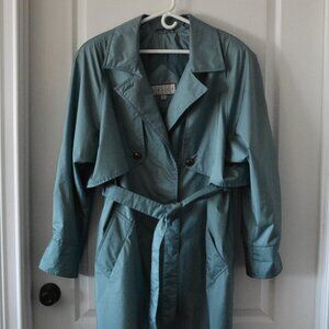 Vintage Otello Pelle Rainwear Sage Green Trenchcoat Women's size 17/18